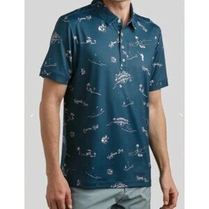 William Murray Shirt Mens Large Blue Jamaican Me Drink Performance Polo Golf